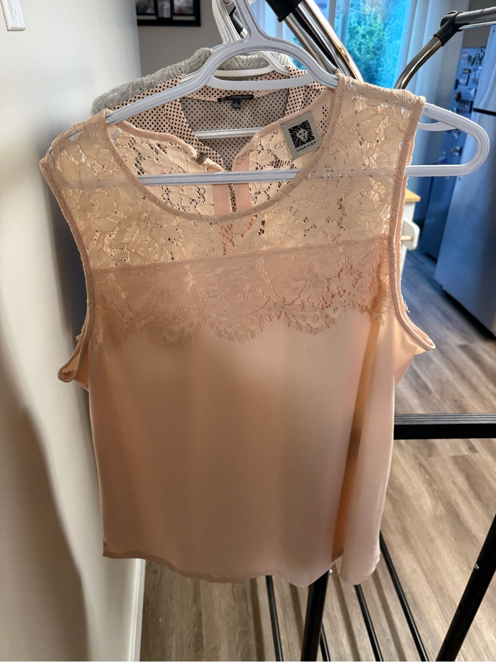 Anne Klein Blush Lace Yoke Sleeveless Camisole